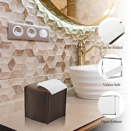 Bathroom Accessory Set, 10 Piece Brown Bathroom Set Complete | Includes Trash Can, Soap Dispenser, Toothbrush Holder, Soap Holder, Tumbler, Toilet Brush, Tray, Qtip Holders, Tissue Cover - color: Brown