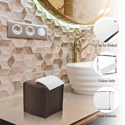 Bathroom Accessory Set, 10 Piece Brown Bathroom Set Complete | Includes Trash Can, Soap Dispenser, Toothbrush Holder, Soap Holder, Tumbler, Toilet Brush, Tray, Qtip Holders, Tissue Cover - color: Brown