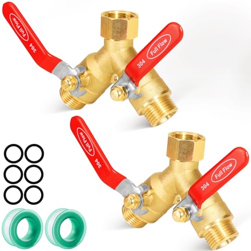 Garden hose diverter, full-flow, heavy-duty brass 2-way high flow, outdoor faucet Y-valve closure diverter connector, garden hose high-flow diverter adapter. (2-Way Full Flow 2PCS) - color: 2-Way Full Flow 2PCS