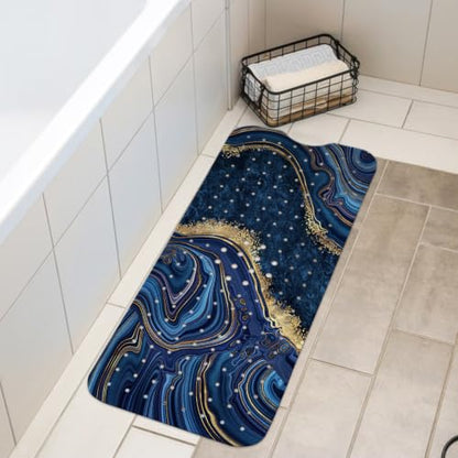 LNOND Marble Bath Tub Mat Non Slip, Extra Long 40 X 16 Inch Anti Slip Mat for Bathtub, Blue Luxury Marble Shower Mat with Drain Holes and Suction Cups, Machine Washable - color: Black Gold Marble
