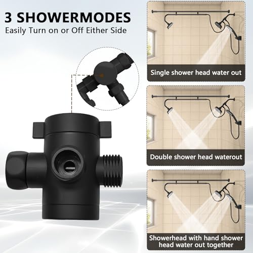Tandem Shower Head, Dual Shower Heads for Two People & Handheld Head, Triple Shower Head High Pressure System,Adjustable Double Shower Heads - color: White