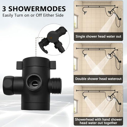 Tandem Shower Head, Dual Shower Heads for Two People & Handheld Head, Triple Shower Head High Pressure System,Adjustable Double Shower Heads - color: White