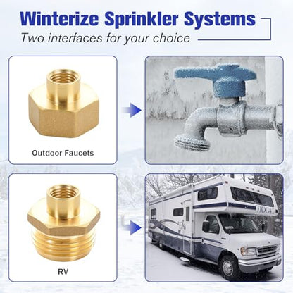 RV Winterizer Kit with Pressure Guage, 16.9" RV Water Blowout, Sprinkler Winterizing Blowout Kit with Shut Off Valve, Water Blow Out Fitting Adapter for Winterizing RV, Boat, Camper (Pressure Gauge) - style: Pressure Gauge