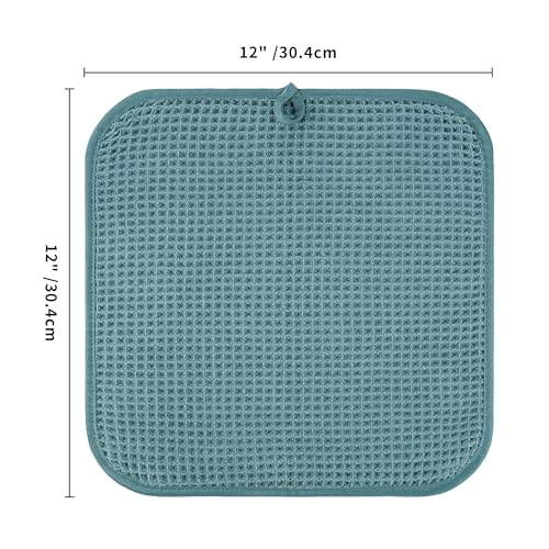 Microfiber Waffle Face Towels, 4 Pieces, Soft, Absorbent, Fast Drying, Lint Free 430 GSM (Green) - color: Green