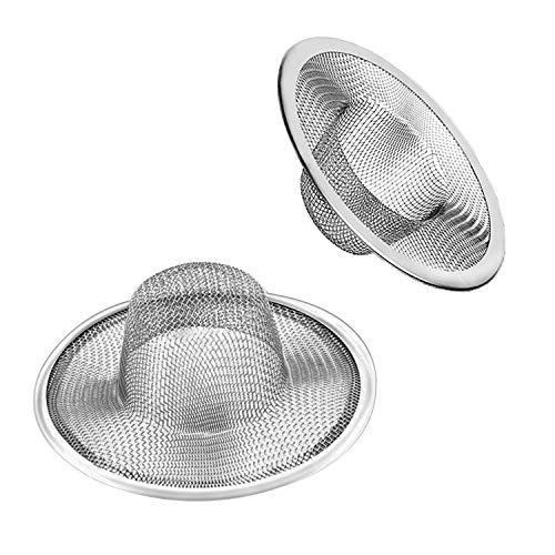 2pcs Heavy Duty Stainless Steel Slop Basket Filter Trap,3.54" Top / 1.65" Mesh Metal Sink Strainer,Perfect for Kitchen Sink/Bathroom Bathtub Wash Basin Floor Drain Balcony Drain Hole,Utility - size: 3.54"