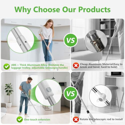 Electric Spin Scrubber, Bathroom Scrubber with Aluminum Alloy Handle | 3H Work Time, Cordless Cleaning Brush with 3-Speed, IPX7 Waterproof, 8 Brush Heads for Tile, Tub, Floor, Toilet, Grout