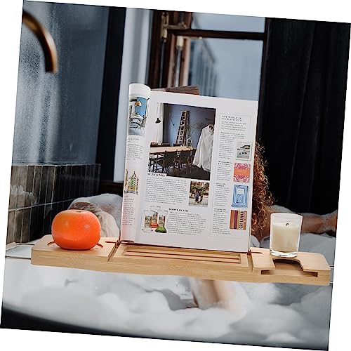 Bamboo Bathtub Shelf Expandable Bath Tub Table Book Stand Wine Glass Holder