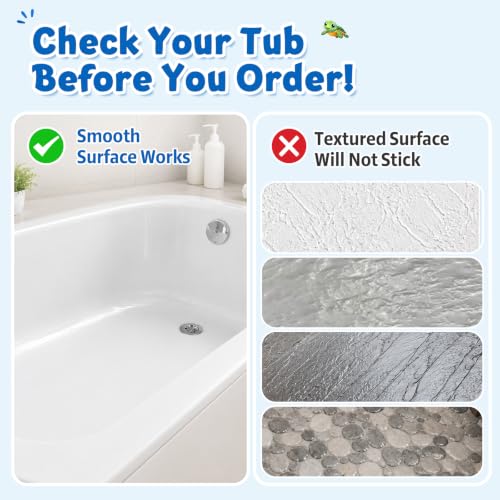 Baby Bath Mat for Tub Non Slip Kids Bath Mat - 40''x16'' Extra Long Cartoon Turtle Baby Bath Tub Mat Eco-Friendly Toddler Bath Mats with Suction Cups & Drain Holes, Easy to Clean & Easy Drying - color: A-small Turtle