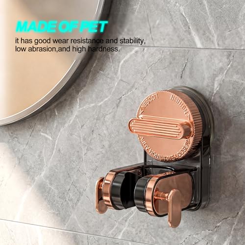 Shower Head Holder Suction, Handheld Shower Handle Bracket, Adjustable Bathroom Wall Mount Wand Holder - color: Rose gold