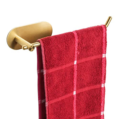 TocTen Hand Towel Holder/Towel Ring, No Drilling Stick on Wall Hand Towel Bar, SUS 304 Stainless Steel Hand Towel Rod, Strong Self Adhesive Hand Towel Rack/Hanger for Bathroom Kitchen (Brushed Gold) - color: Brushed Gold, size: 1 Pack 8.35 inch