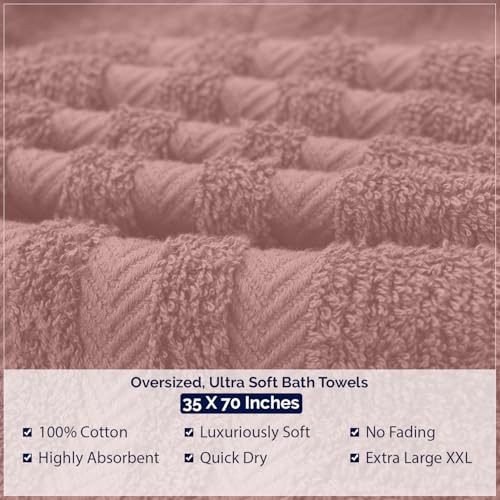 DAN River 2 Pack Bath Sheets Extra Large 35x70, Large Bath Towels for Adults, XL Oversized Heavy Duty Towel Set, 600 GSM 100% Ring Spun Cotton, Soft Quick Dry, Dusty Rose - color: Dusty Rose, size: Bath Sheet 35x70" (PK 2)