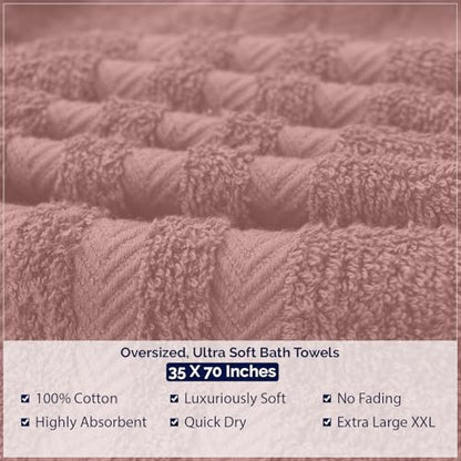 DAN River 2 Pack Bath Sheets Extra Large 35x70, Large Bath Towels for Adults, XL Oversized Heavy Duty Towel Set, 600 GSM 100% Ring Spun Cotton, Soft Quick Dry, Dusty Rose - color: Dusty Rose, size: Bath Sheet 35x70" (PK 2)