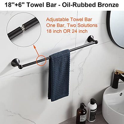BGL Bathroom Hardware Set Oil-Rubbed Bronze Bath Towel Bars Adjustable Expandable Bathroom Accessory Set Towel Racks 8-Pieces Wall Mount - color: 8 Pcs Orb
