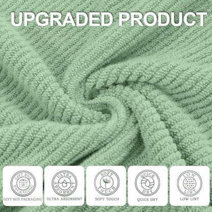 VOOVA & MOVAS 3PC Towel Set, 100% Cotton, Mint Green | 1 Large Bath 30x56 In, 1 Hand 18x28 In, 1 Wash Cloth 13x13 In, Quick Dry, Soft, Thick, Bathroom Essentials - color: Mint Green, size: 3 PC Bathroom Towel Set