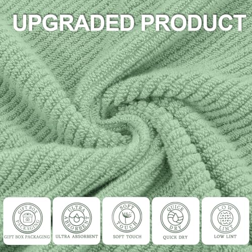 VOOVA & MOVAS 3PC Towel Set, 100% Cotton, Mint Green | 1 Large Bath 30x56 In, 1 Hand 18x28 In, 1 Wash Cloth 13x13 In, Quick Dry, Soft, Thick, Bathroom Essentials - color: Mint Green, size: 3 PC Bathroom Towel Set