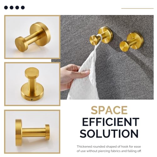Angle Simple Bathroom Towel Hook Brushed Dark Gold, Coat Robe Hanger 2 Pack | SUS304 Stainless Steel, Bag Hat Clothes Towel Holder for Kitchen Laundry Garage, Screw Wall Mount - color: Brushed Dark Gold, size: 2 Pack