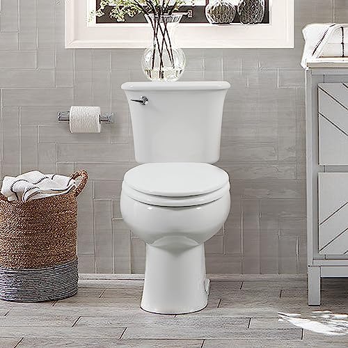 White Round Toilet Seat Natural Wood Toilet Seat with Zinc Alloy Hinges, Easy to Install also Easy to Clean, Scratch Resistant Toilet Seat by Angol Shiold (Round, White) - color: White, size: Round