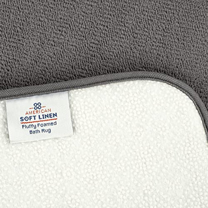 American Soft Linen 21x32 Fluffy Foamed Slip Reducer Bath Rug, Machine Washable Area Bath Mat Rugs for Bathroom, Gray - color: Dark Gray, style: 21x32" Fluffy Foamed Bath Mat