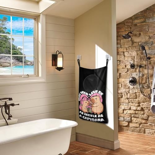 ZOUTAIRONG Capybara Print Hanging Hamper Laundry Bag Cute Laundry Baskets Over Door Laundry Hamper Space Saving Storage Organizers Clothes Hampers - color: Capybara