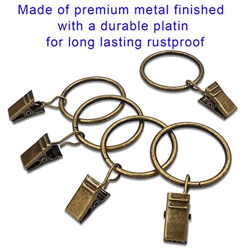 100 Pack Curtain Rings with Clips, Drapery Clips with Rings, Drapes Rings 1.26 in Interior Diameter, Fits up to 1 in Curtain Rod, Bronze - color: Bronze, size: 1.26" I D 100 Pack