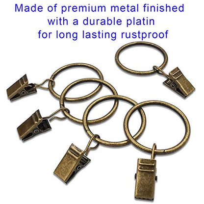 100 Pack Curtain Rings with Clips, Drapery Clips with Rings, Drapes Rings 1.26 in Interior Diameter, Fits up to 1 in Curtain Rod, Bronze - color: Bronze, size: 1.26" I D 100 Pack
