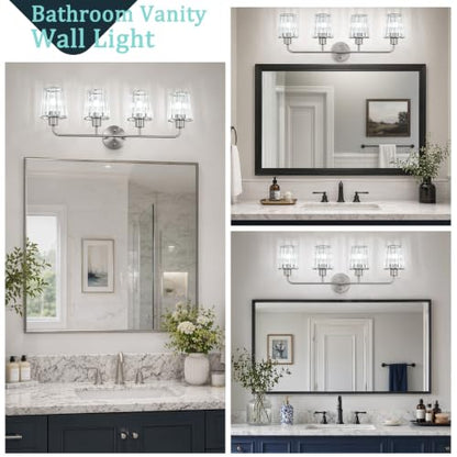 Brushed Nickel Vanity Lights 4-Light Crystal Bathroom Light Fixtures | Modern Bathroom Vanity Light E26 Wall Light over Mirror (Exclude Bulb) - color: Brushed Nickel, size: 4-Light