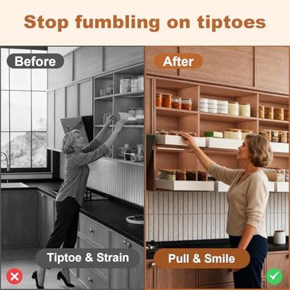 Fokyfok 2Pc Pull out Cabinet Organizer,11"-18"W,10"-13"D,Expandable | No Drill,Adjustable,Roll out Drawers,Adhesive Sliding Drawers,Slide out Shelves for Cabinets Without Lip,Kitchen,Pantry,White - size: (11"W-18"W)X(10"D-13"D)