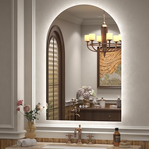 24x36 Inch Backlit Arched LED Mirror for Bathroom | Dimmable Vanity Mirror with Lights, Shatter-Proof, Anti-Fog, 3 Colors, Memory Function, ETL Listed - color: Arched, size: 36"L x 24"W