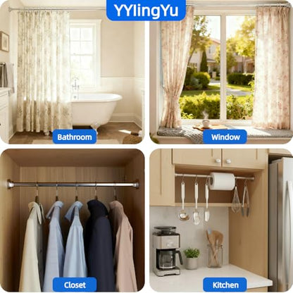 Silver Shower Curtain Rod 45-82 Inch Integration Tension Curtain Rod, Load 44LBS No Splice 304 Stainless Steel Adjustable Spring Heavy Duty Tension Rods for Bathroom Windows No Drill Non Slip - color: Silver, size: 45-82 Inch