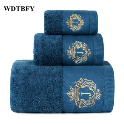 Luxury Bathroom Super Soft and Highly Absorbent Premium 100% Cotton Bath Towel Set for Gifts (Blue-J) - color: Blue-j