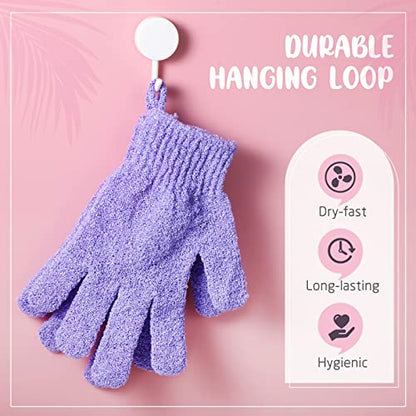 Didaey 104 Pcs Exfoliating Glove Bulk Shower Gloves with Hanging Loop Exfoliating Body Scrubber Dead Skin Remover for Body Bath Beauty Spa Massage Scrubs Men Women Bathing(Multicolor) - color: Multicolor