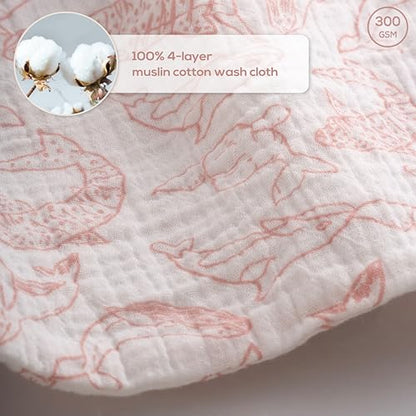 Muslin Baby Washcloths for Newborns, Pack of 8, 11"x11", Super Soft Cotton, Absorbent and Gentle, Baby Cotton Wipes, Baby wash Cloths - color: Print Mix