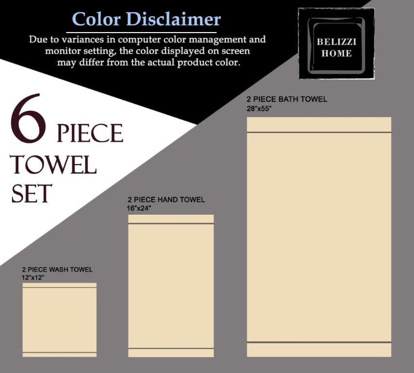 100% Cotton Ultra Soft 6 Pack Towel Set, Contains 2 Bath Towels 28x55 inchs, 2 Hand Towels 16x24 inchs & 2 Washcloths 12x12 inchs, Compact Lightweight & Highly Absorbant - Jade - color: Jade, size: 6 Pack Towel Set