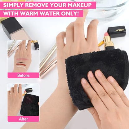 VIVOTE Makeup Remover Cloth Black Microfiber Washcloths 6 Pack Towels | 20CMX20CM Reusable Makeup Remover Towels and Eraser Cloths for Face Cleansing. Soft Microfiber Pads for Women