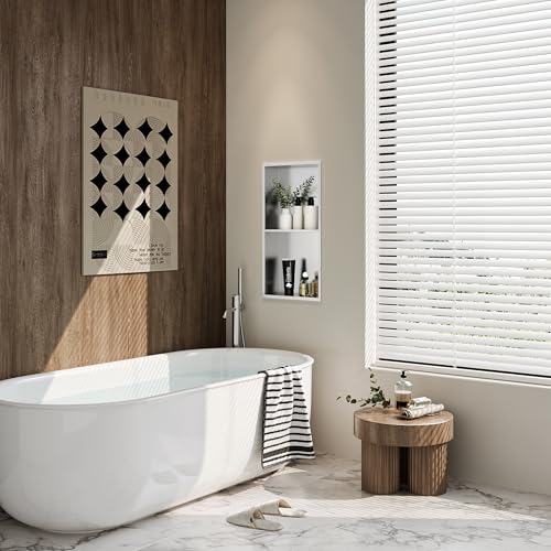 Qeke 12" x 24" Stainless Steel Shower Niche w/Double Shelves, Brushed Nickel - color: Brushed Nickel, size: 12X24"