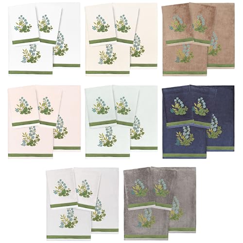 Verdant 4-Piece Luxury Towel Set, Applique Embroidered Bouquet, Plush Turkish Cotton, Durable & Quick Dry, Vibrant Bathroom Ensemble, 2 Bath 2 Hand Towels, Beige - color: Beige, size: 2 Pcs Bath 2 Pcs Hand Towel