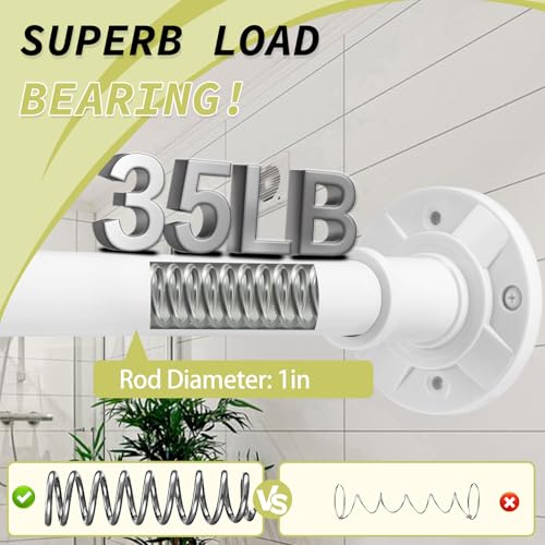 Shower Curtain Rod 31-100 In Adjustable Pole Heavy Duty White Tension Rods Spring Drilling and No Drilling Shower Rod for Bathroom Window Anti-Slip Never Rust - color: White, size: 31-100"