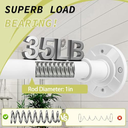 Shower Curtain Rod 31-100 In Adjustable Pole Heavy Duty White Tension Rods Spring Drilling and No Drilling Shower Rod for Bathroom Window Anti-Slip Never Rust - color: White, size: 31-100"