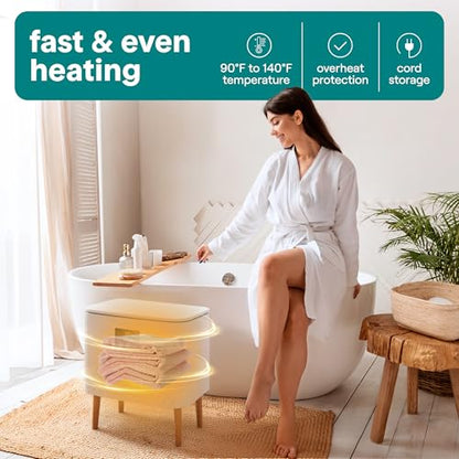 SereneLife Rectangular Towel Warmer Bucket, 20L Large Capacity Hot Towel Warmer for Bathroom with WiFi Function, Mobile App Control, Auto Shut-Off, Stainless Steel Tub, Fits 2 Towels or Blanket, White