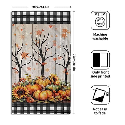 Giwawa Autumn Pumpkin Hand Towels Buffalo Check Bathroom Towel Set of 2 Kitchen Dish Towel Soft Small Bath Guest Towel for Hotel Spa Gym Sport - color: Autumn Pumpkin
