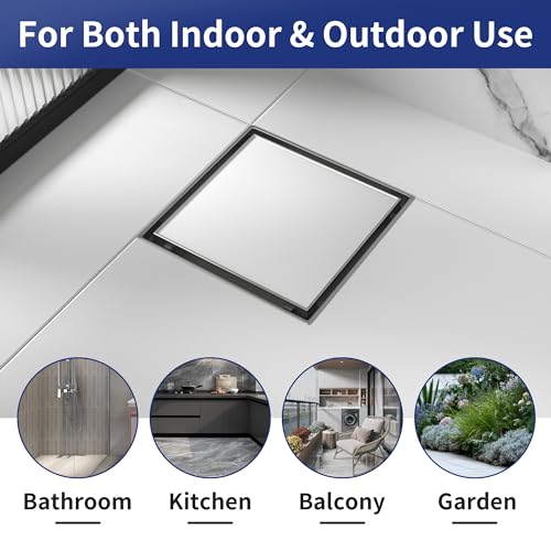Square Shower Drain, 304 Stainless Steel Floor Drain 8" | with Tiled Insert Grate & Hair Strainer, Bathroom 2-in-1 Tiled in Drain, CUPC Certified - color: Brushed, size: 8''
