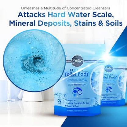 Fuller Brush Toilet Bowl Cleaner Pods - Water Soluble Tablet Cleansers, Cleans Descales & Refreshes Bathroom Toilets Removes Odors Soils & Stains Light Fresh Scent Ideal for Homes & Businesses 1-Pack - size: 24 Count (Pack of 1)