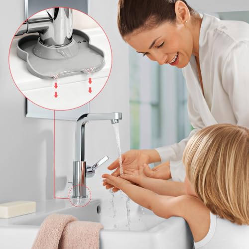 Silicone Faucet Mat for Kitchen Tap Compact Sink Splash Guard Protectors Behind Draining,Grey 2PCS - color: GreyX2