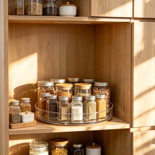 Amolliar 11" 2 Pack Lazy Susan Organizer, Non-Skid Rotating Turntable Spice Rack for Cabinet, Fridge, Kitchen, Pantry Organizers and Storage, Dining Table, Countertop, Vanity, Under Sink Organizer - size: 11" 2 Pack
