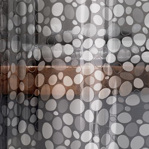 Bathway 8G Heavy Duty Shower Curtain Liner, 72 x 72 Inch EVA 3D Pebble Pattern Bathroom Liner with 3 Bottom Magnets & 12 Hooks, Waterproof Translucent Shower Liner for Bathroom & Stall