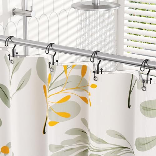 Bathway Black Shower Curtain Hooks Ring, 12 Pcs Double Sided Shower Hooks, Rust Proof Metal Shower Hooks for Bathroom, Anti-Drop Shower Rings for Shower Curtain & Liners - color: Black, style: Double-layer Shower Hooks