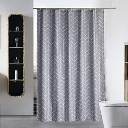 Fabric Shower Curtain or Liner Water Repellent Washable Cloth (Hotel Quality, Friendly, Heavy Weight Hem) with White Plastic Hooks - 72" x 78", Long, Gray Arrow - color: Gray Arrow, size: 72"W x 78"L (Pack of 1)