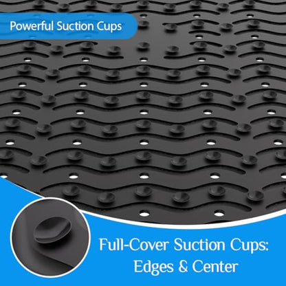 Non Slip Bathtub Mat & Shower Mat, 31x15'' Anti Slip Bath Mat for Tub, Soft TPE Anti-Skid Bathroom Mat with 194 Suction Cups & Drain Holes, Wave-Textured Grip, Machine Washable, Black - color: Black