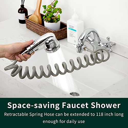 ZCONIEY Sink Faucet Sprayer Attachment Hair Pet Rinser Showerhead with Stop Water-saving Function - color: a-silver