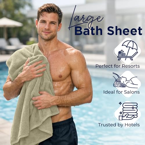DAN River 2 Pack Bath Sheets Extra Large 35x70, Large Bath Towels for Adults, XL Oversized Heavy Duty Towel Set, 600 GSM 100% Ring Spun Cotton, Soft Quick Dry, Beige - color: Beige, size: Bath Sheet 35x70" (PK 2)